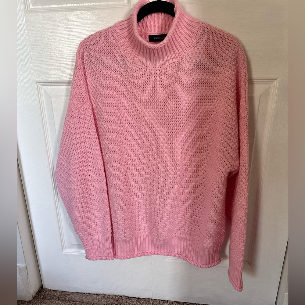 Women's Pink Knit Sweater - Cozy Crewneck